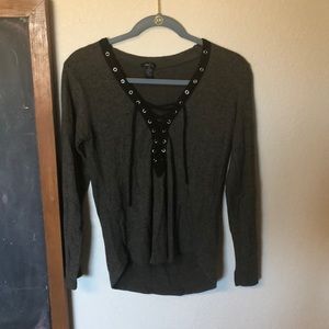 Sweater with lace up front